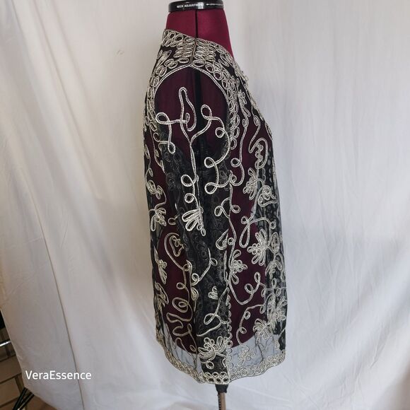 Victor Costa Occasion Vintage Eveningwear Jacket Topper Large Soutache Black - Picture 13 of 13